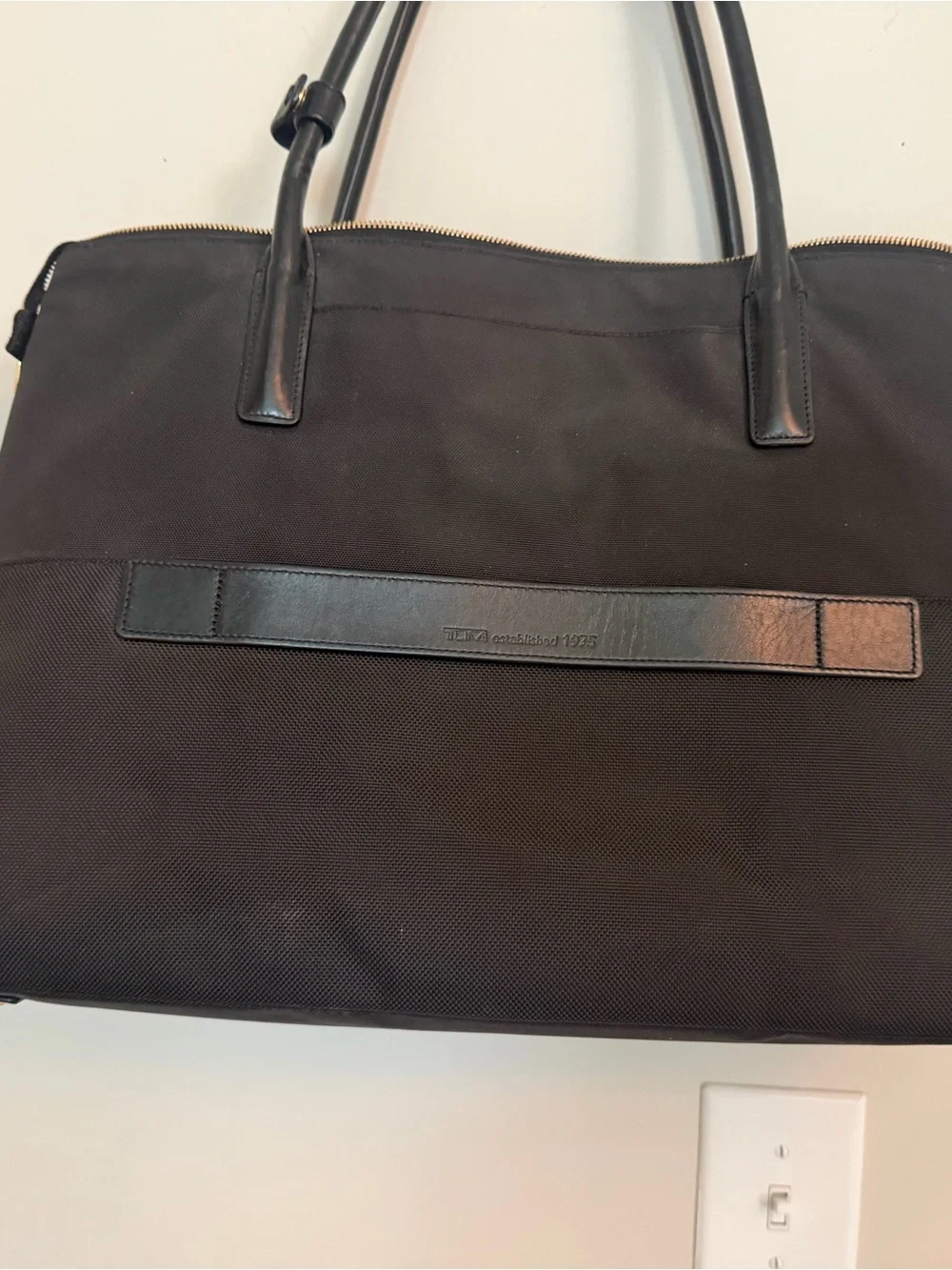 Tumi Black Nylon Laptop Tote with Gold Hardware